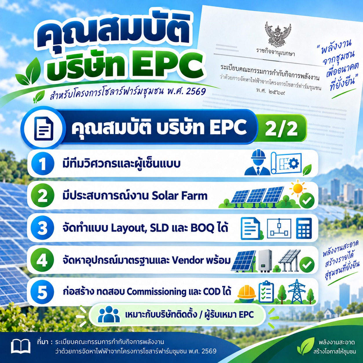 แนวทางพิจารณาความพร้อมบริษัท EPC