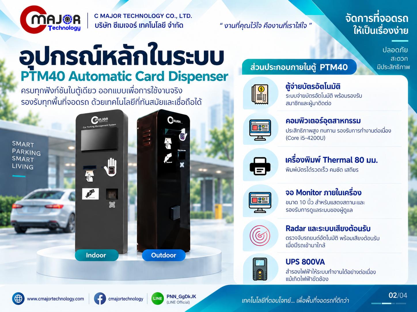 อุปกรณ์หลักและส่วนประกอบภายในตู้จ่ายบัตรอัตโนมัติ PTM40