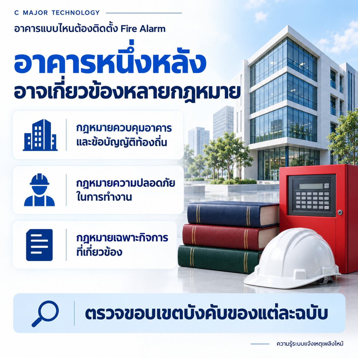 อาคารสูง ตู้แจ้งเหตุ และรายการกฎหมายอาคาร ความปลอดภัยในการทำงานและกฎหมายกิจการ