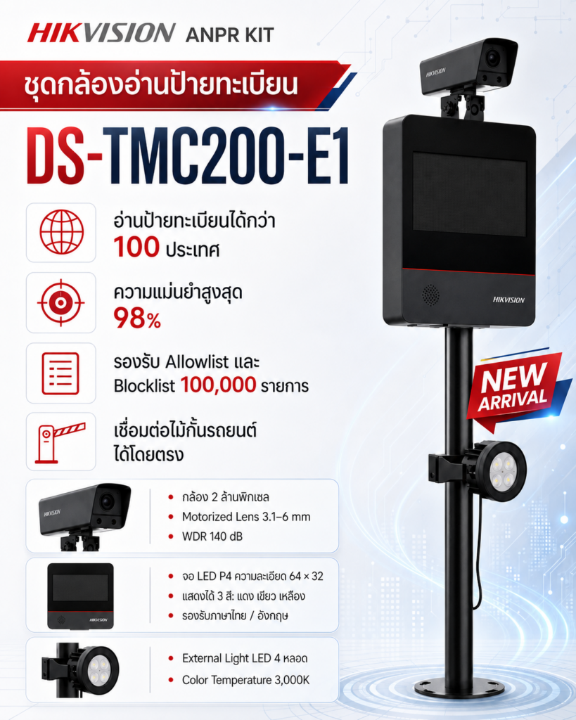 ชุดกล้องอ่านป้ายทะเบียน Hikvision DS-TMC200-E1 ANPR