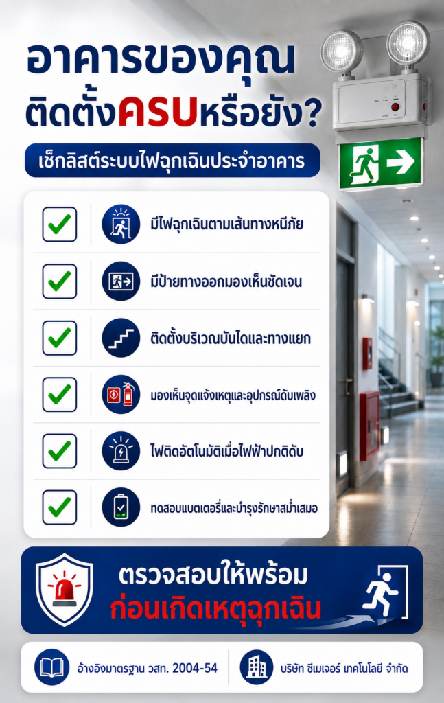 เช็กลิสต์การตรวจสอบระบบไฟฉุกเฉินในอาคาร