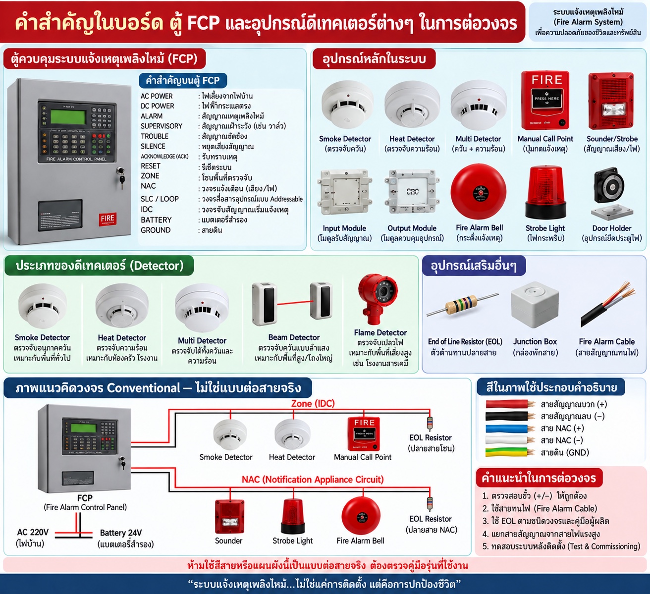 คำศัพท์ FCP และอุปกรณ์ตรวจจับ พร้อมคำกำกับ EOL ตามคู่มือผู้ผลิต